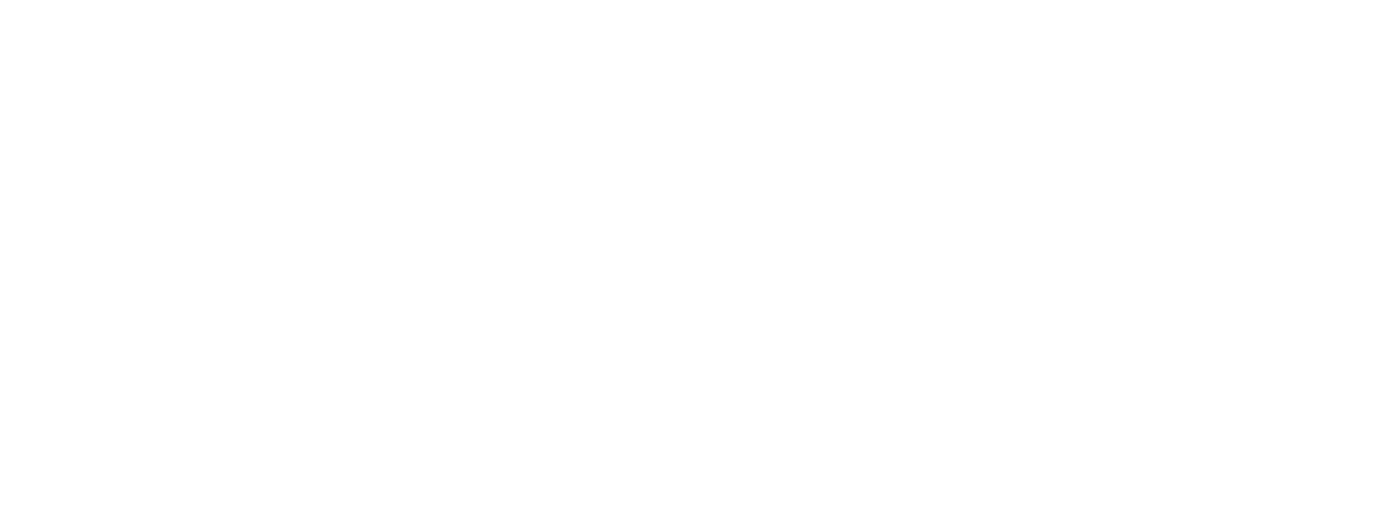 Logotipo Alavanka Digital, em cor branca com fundo azul